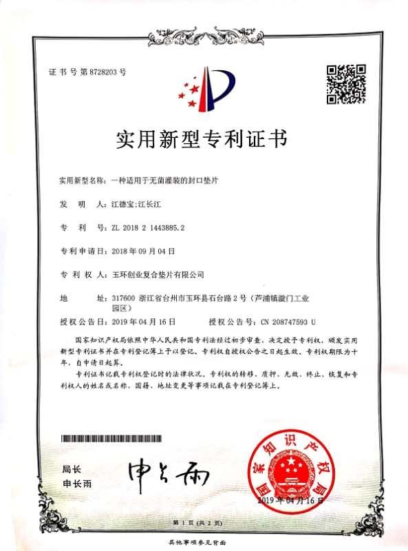 China Yuhuan Chuangye Composite Gasket Co.,Ltd Certificações